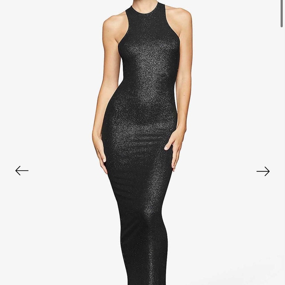Skims Black Soft Lounge Bodycon Maxi Dress | XXSMALL